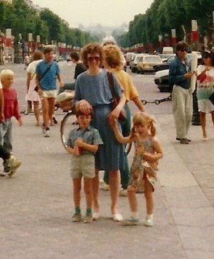 Becky with Alex and Kate in Paris in 1986