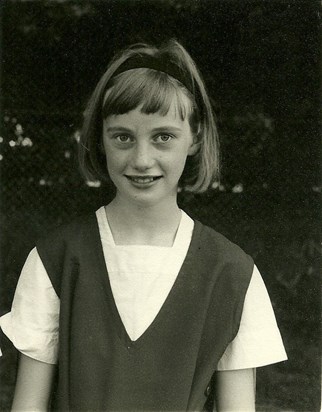 Becky aged twelve in her school sports kit when she attended Howell's School for Young Ladies.