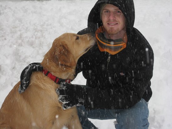 Robby and Buddy in the snow 2008