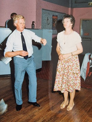 Anne & Ken busting out moves on a Warners holiday