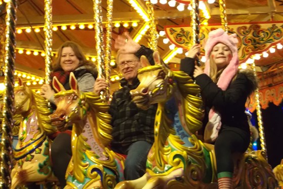 loving the fairground ride with Becky and Martha - Rochester Dec '18