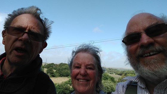 Roy, Liz and Steve at the top of the hill, Radipole.