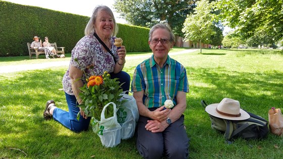 It was a hot day at Mottisfont, so Roy and Liz enjoyed an ice cream together. 27 June 2019.