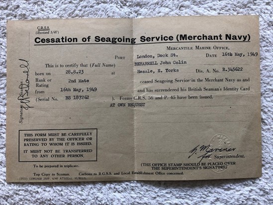 Cessation of seagoing service