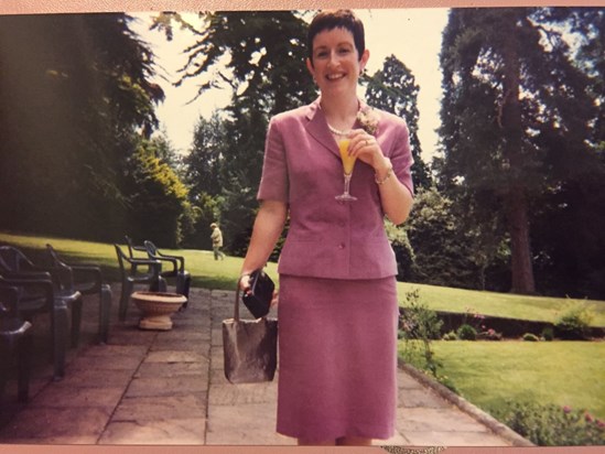 Jo at David’s wedding resplendent in pink! 