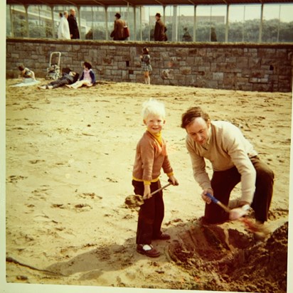 John and Todd digging up Weston beach. 