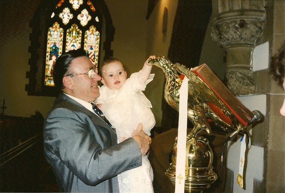 Arthur with Georgie at her christening