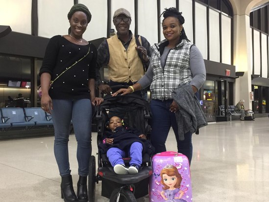 Uncle John, Zozo, Chiamaka and Simdi at Newark Airport in 2019