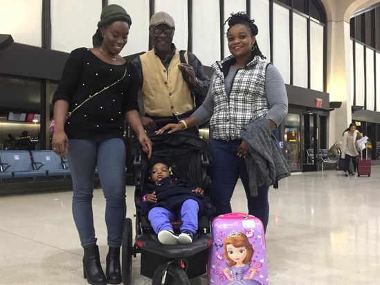 Uncle John, Zozo, Chiamaka and Simdi at Newark Airport in 2019