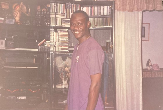 Dad in his element in his Jersey City apartment. 