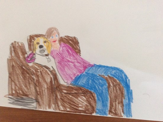 Drawing of Mum and Pebble