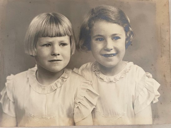 Mum (left) and her sister Audrey when very young