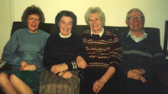 Shirley   with her mum (Nora), dad (Allan) and aunt (Dorothy)