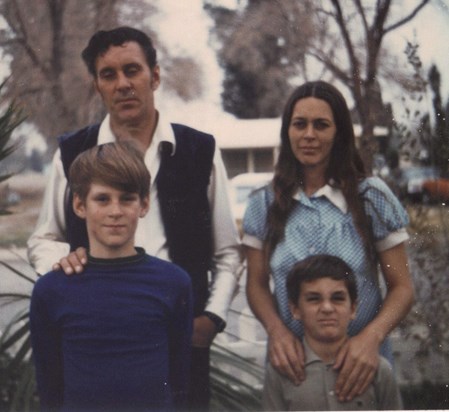 Glenn and I, with our parents in our yard in California