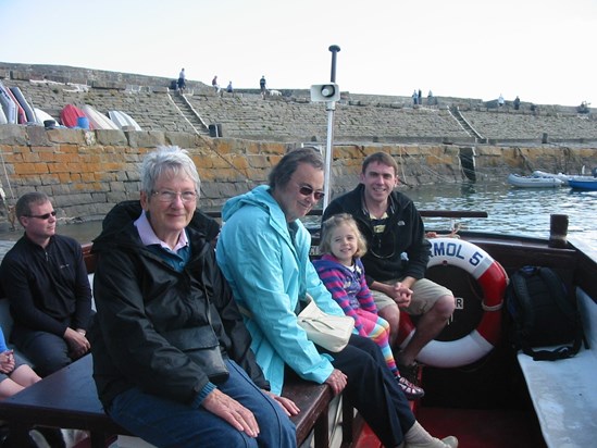 Barbara, Mum (Sally), Abigail and Richard on a boat trip near Cardigan. A great companion.
