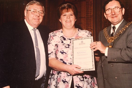 Receiving a Lord Mayors Award for many years of Fostering