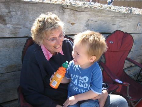 Nana with our 3 year old grandson Ethan, Eastbourne, July 2008. He so loved his 'silly Nana'