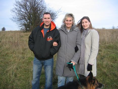 Wend with Matt and Sarah on the Downs 27-12-2004. She was so proud of them both.