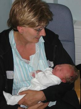 An adoring Nana with new born Ethan