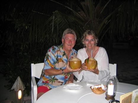 Dinner on the beach under the stars on our honeymoon in the Maldives 27/10/2006