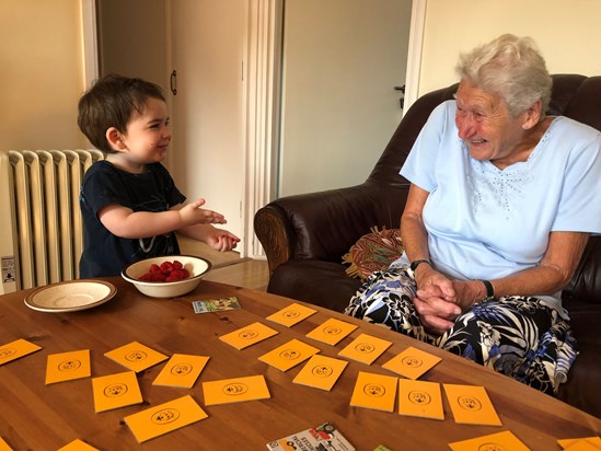 Sylvia with her great-grandson, Sammy. September 2018