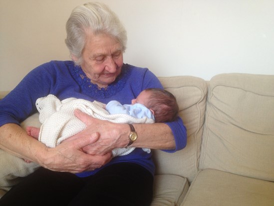 Sylvia with her great-grandson, Max. April 2013