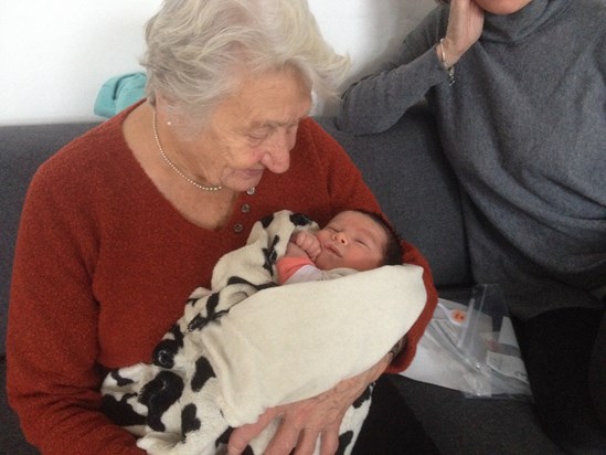 Sylvia with her great-grandson, Sammy. November 2015