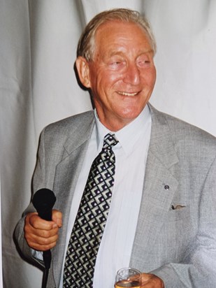 Stuart speaking at his and Shelagh's 40th wedding anniversary party in 1999