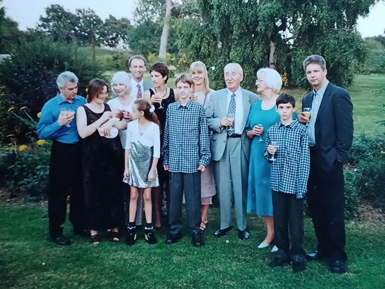 Stuart with family at his and Shelagh's 30th wedding anniversary party in 1999