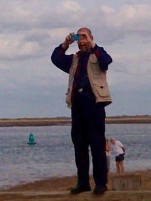 Charles in his element... by the sea and with a camera in hand. Wells beach, August 2020