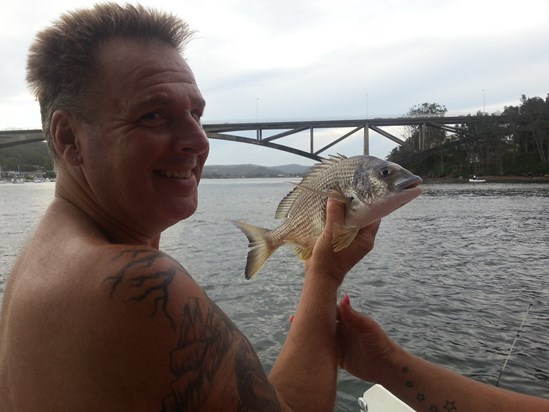 Dad's first fish he caught in Australia. He was STOKED!