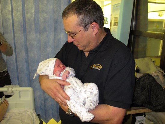 Joshua meeting grandpa for the first time