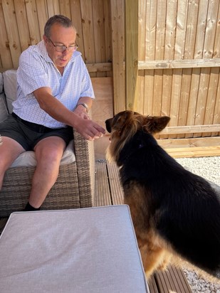 Dad & Bella when he surprised Mol for her Birthday June 2021 (Mol & Ben’s Dog) 