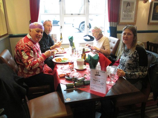 Christmas meal with Gina, Fay, Adrian