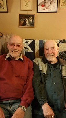 Dad and Maurice on their 75th birthday's 