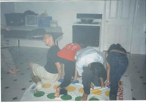 Playing Twister with Friends in my parents basement