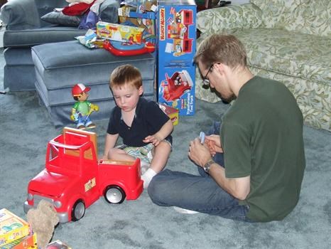 2008 - Sheldon playing with his nephew, Tyler.