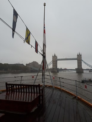 The white ensign and union jack on HMS Belfast were lowered for my dad today.