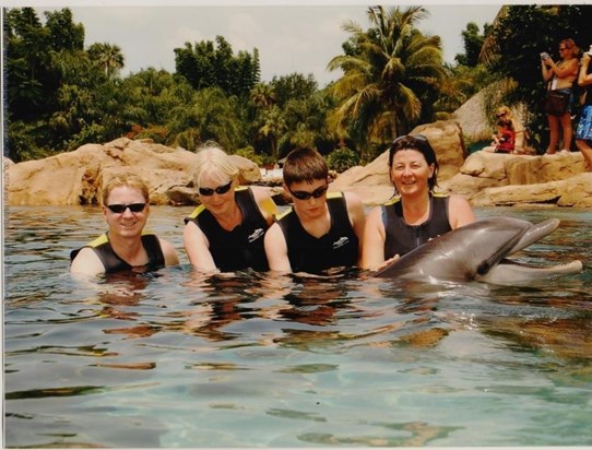 Swimming with Cindy the dolphin at Discovery Cove