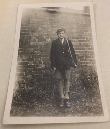 Dad in Market Harborough Grammar School uniform c.1946