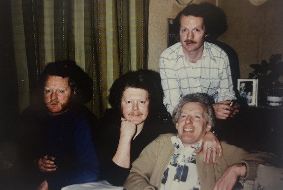 The four Gallagher brothers at the family home November 1978 L to R Terence, Ted, Lawrence and Tony.