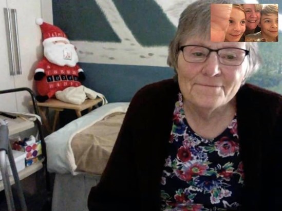 Granny Ann chatting to Canadian family