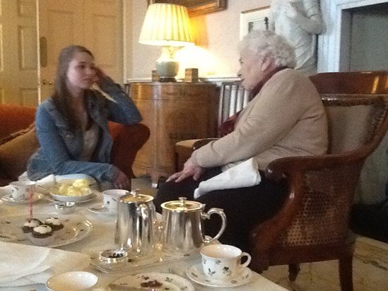 Jess sharing Marjorie's 90th birthday celebration.