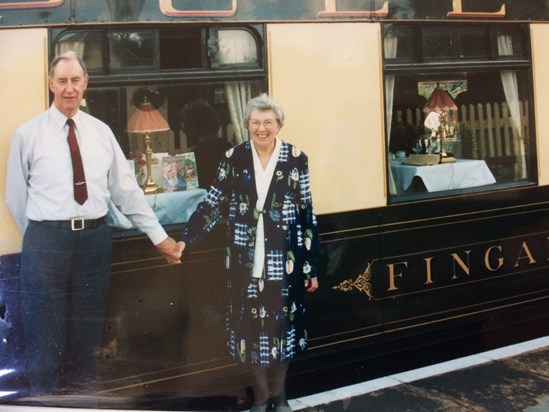 John with Wife Elsie at Bluebell Railway on a Wedding Anniversary Lunch