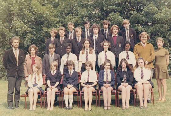 Martin, Pam and pupils at Sir William Morris School - circa 1968