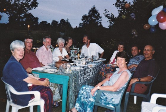 Pam's 60th, with the cycling crew , Newton Blossomville - 2001