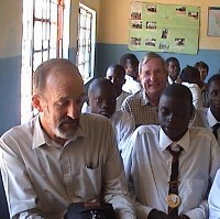 Martin, the teacher, demonstrating something to the class in Zambia