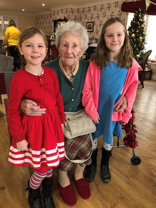 Hannah and Catherine on a new year's visit to Freda at Caldwell Grange. January 2019