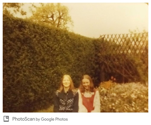 Pam and Baz, back garden of 66 Holmes Chapel Road, 1970s