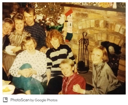 Pam with friends at Den and Carol's house, Parson Street, Congleton